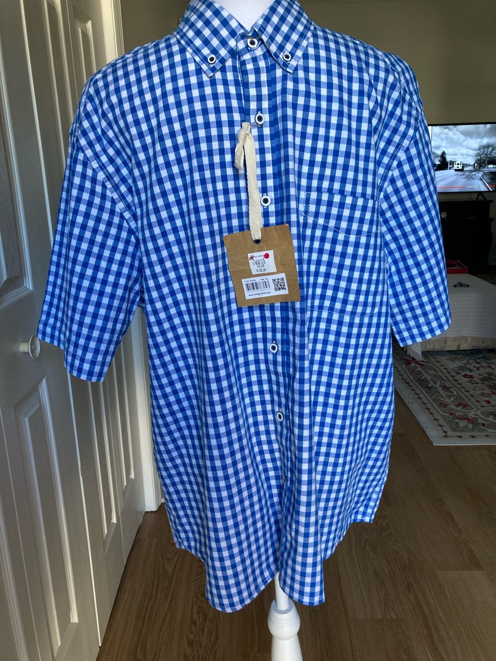 Men’s Original Vintage 1946 100% Cotton Woven Gingham Shirt XL